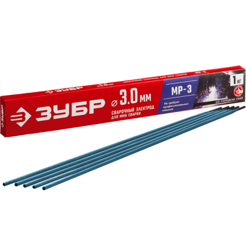 Электрод  Зубр МР-3 рутиловый, d 3.0 х350 мм, 1 кг в коробке. картинка